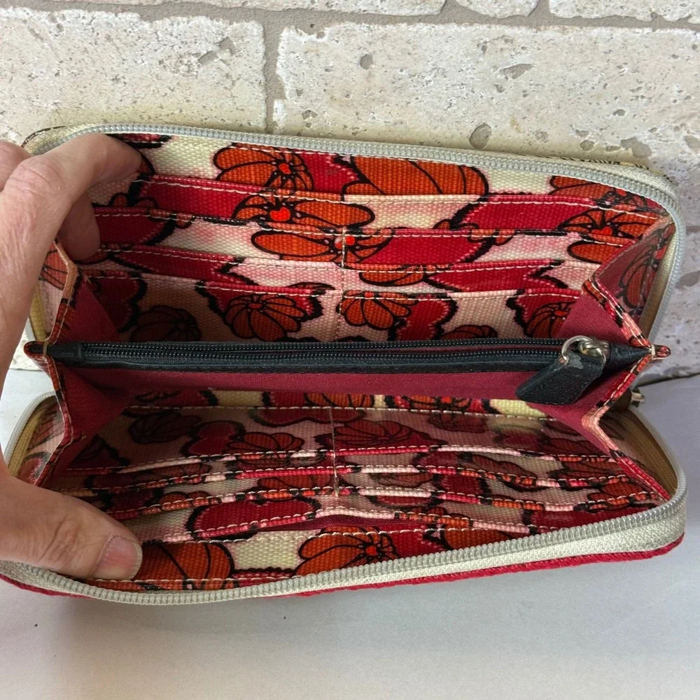Sakroots Peace Happy Floral‎ Bird Wallet Zip Around Clutch Wristlet